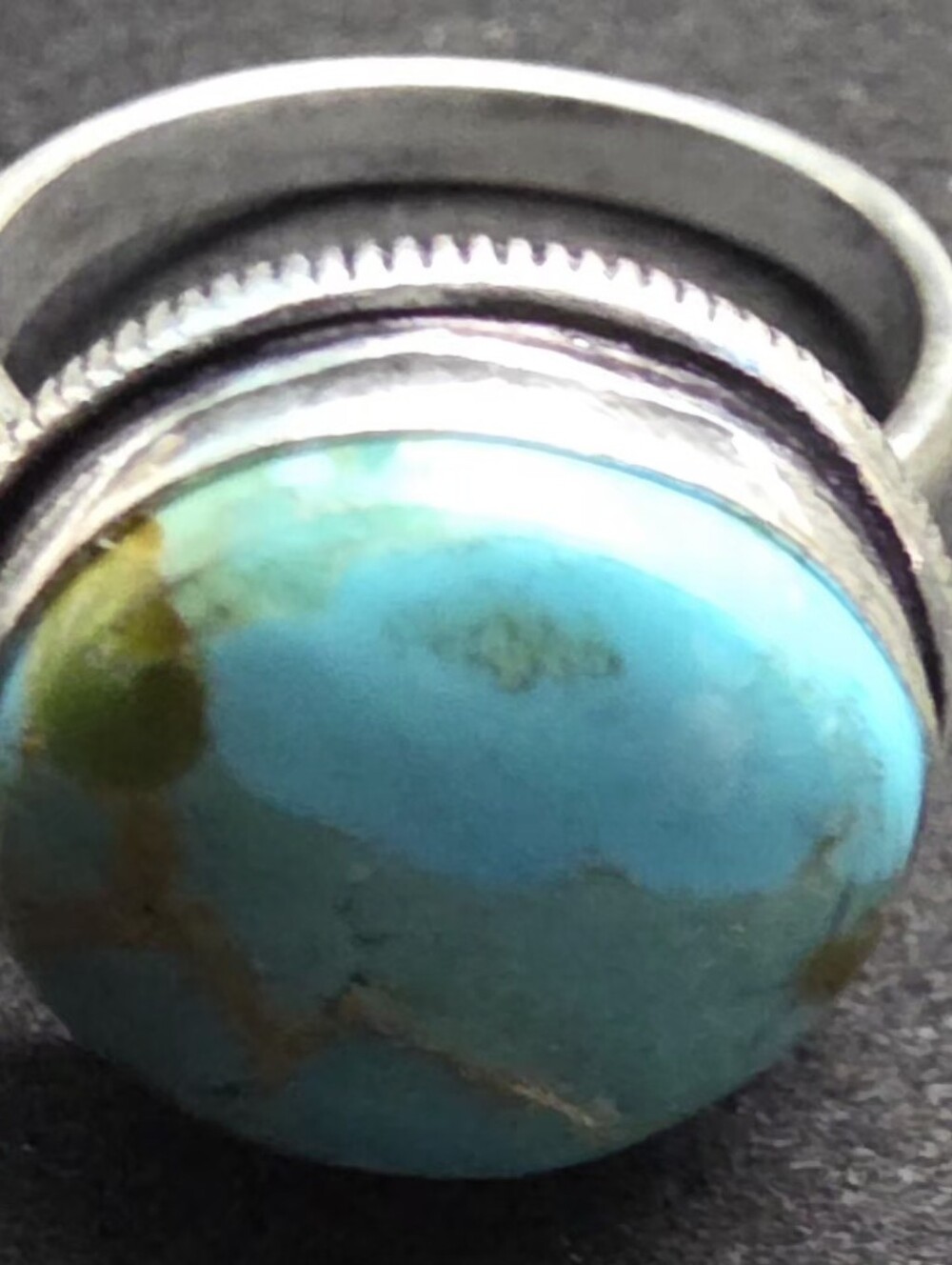 Turquoise Stone Silver Ring - Blue Green Turquoise Women's Jewelry